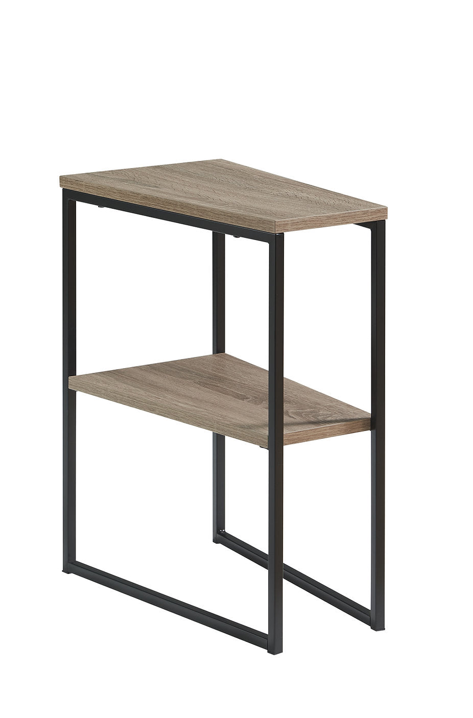 IF-080 Side Accent Table, Taupe, Wood Top, Black Steel Frame