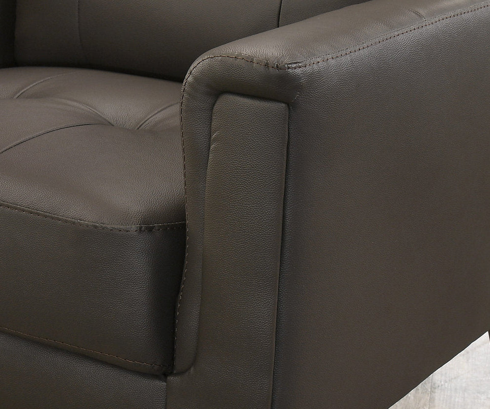 IF-8011 Sofa Set, 3pc, Premium Soft Dark Chocolate Leather Match, Sleek Modern Design, High End Look