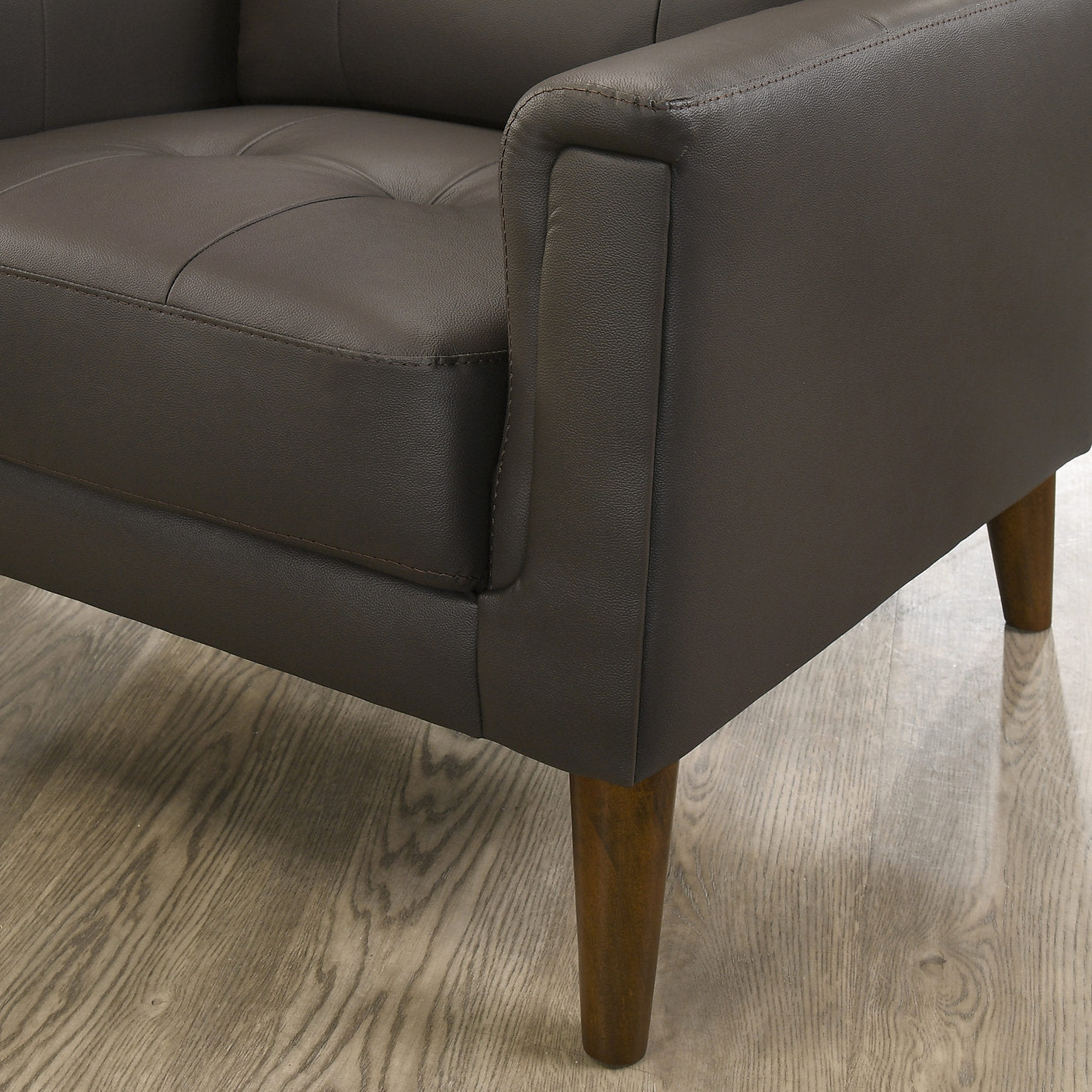 IF-8011 Sofa, Premium Soft Dark Chocolate Leather Match, Sleek Modern Design, High End Look