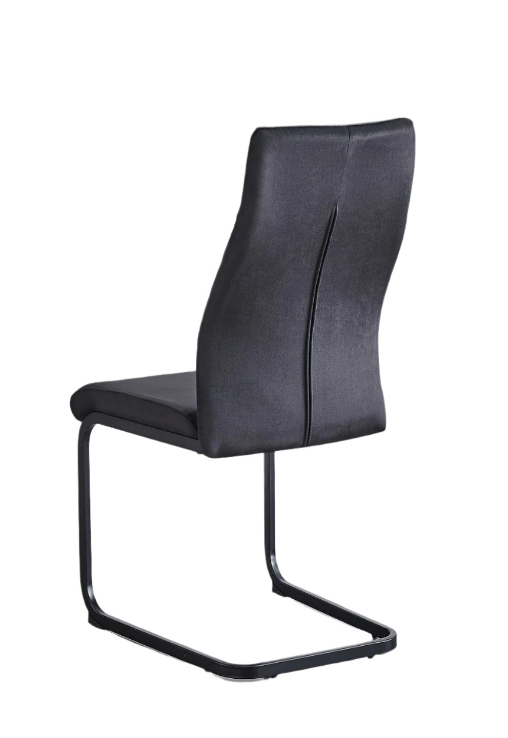 C-1571 Dining Chair, Black, Velvet, Diamond Stitching Details, C-Shaped Steel Legs