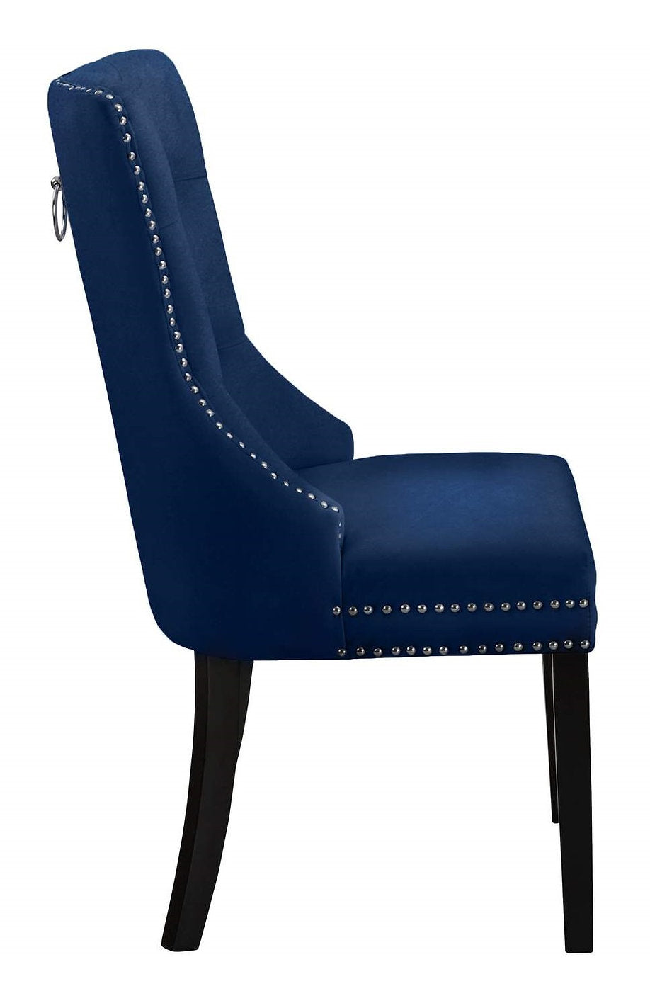 C-1222 Dining Chair, Blue, Velvet, Chrome Decorative Ring, Deep Button Tufting, (Set of 2)