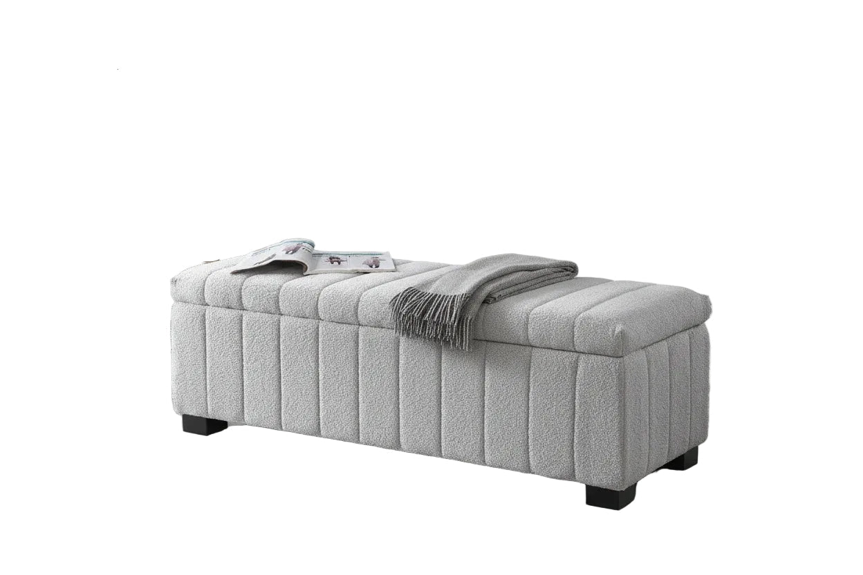 IF-6261 Bench, Grey, Teddy Bear Fabric, 46" Wide, Enclosed Storage