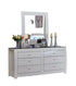 "BARCELONA" Dresser + Mirror, High Gloss White, Black Glass Top