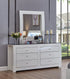 "BARCELONA" Dresser + Mirror, High Gloss White, Black Glass Top