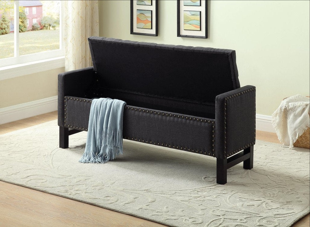 Bench - Charcoal Grey Fabric with Storage  IF-6403