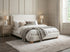 IF-5910 Bed, Natural Wood Frame, Soft Warm Ivory Fabric
