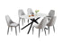 T-1530 | C-1531 Dining Set, 7Pc, 63" Table, Sintered White Marble Top, Light Grey Velvet Chairs