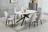 T-1530 | C-1531 Dining Set, 7Pc, 63" Table, Sintered White Marble Top, Light Grey Velvet Chairs