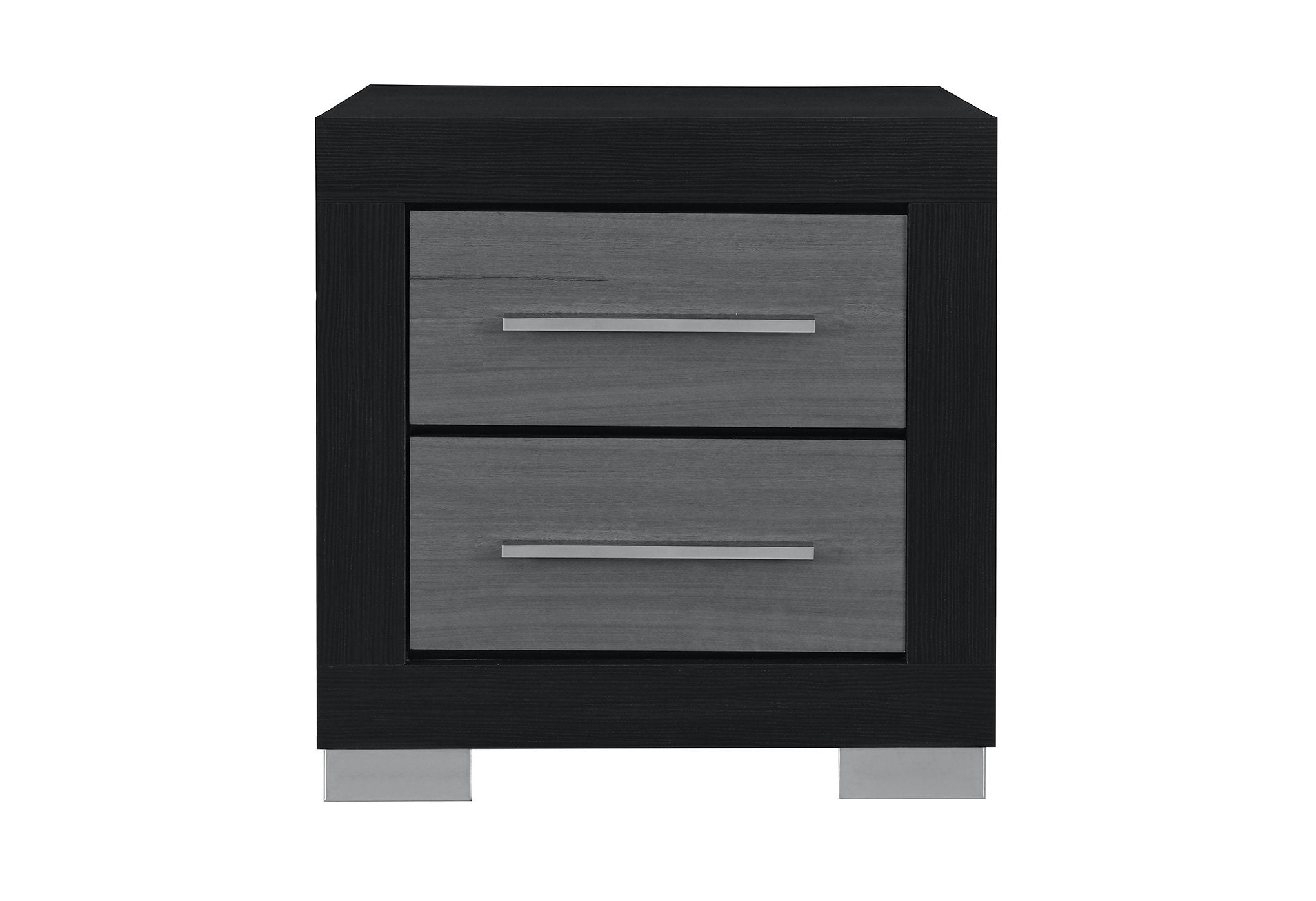 "EMMA" Night Table, Black + Grey, 2 Spacious Pull-Out Drawers