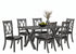 T-1095 | C-1099 Dining Set, 7 Pc, 67" Table + 6 Chairs, Antique Grey, Black Faux Leather Seat Chairs
