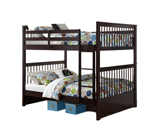 B-123 Bunk Bed, Espresso, Double / Double, Wood