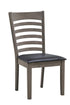 Dining Chair - Antique Grey ladder back with Black Seat (Set of 2)  C-1081
