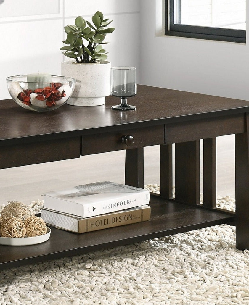 Coffee Table - Espresso Wood finish with Storage Drawer  IF-3201