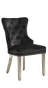 C-1246 Dining Chair, Black, Velvet, Tufted Front, Nailhead Detail (Set of 2)