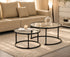 IF-2611 Coffee Tables, 2Pc Set, Nesting, 32" Round, 24" Round, Matte Black Steel Frames with Tempered Glass Tops
