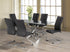 T-1448 | C-1877 Dining Set, 7 Pc, 63" Table + 6 Black Chairs, Chrome Steel Table Legs, Glass Top