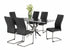 T-1448 | C-1877 Dining Set, 7 Pc, 63" Table + 6 Black Chairs, Chrome Steel Table Legs, Glass Top