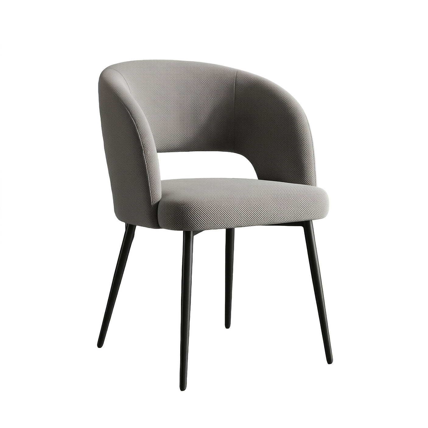 C-1645 Dining Chairs, Grey Textured Fabric Upholstery, Curved Wraparound Backrest, (Set of 2)