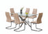 T-1448 | C-1577 Dining Set, 7 Pc, 63" Table + 6 Chairs, Chrome + Glass Table, Chrome + Champagne Chairs