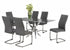 T-1448 | C-1879 Dining Set, 7 Pc, 63" Table + 6 Grey Chairs, Chrome Steel Table Legs, Glass Top