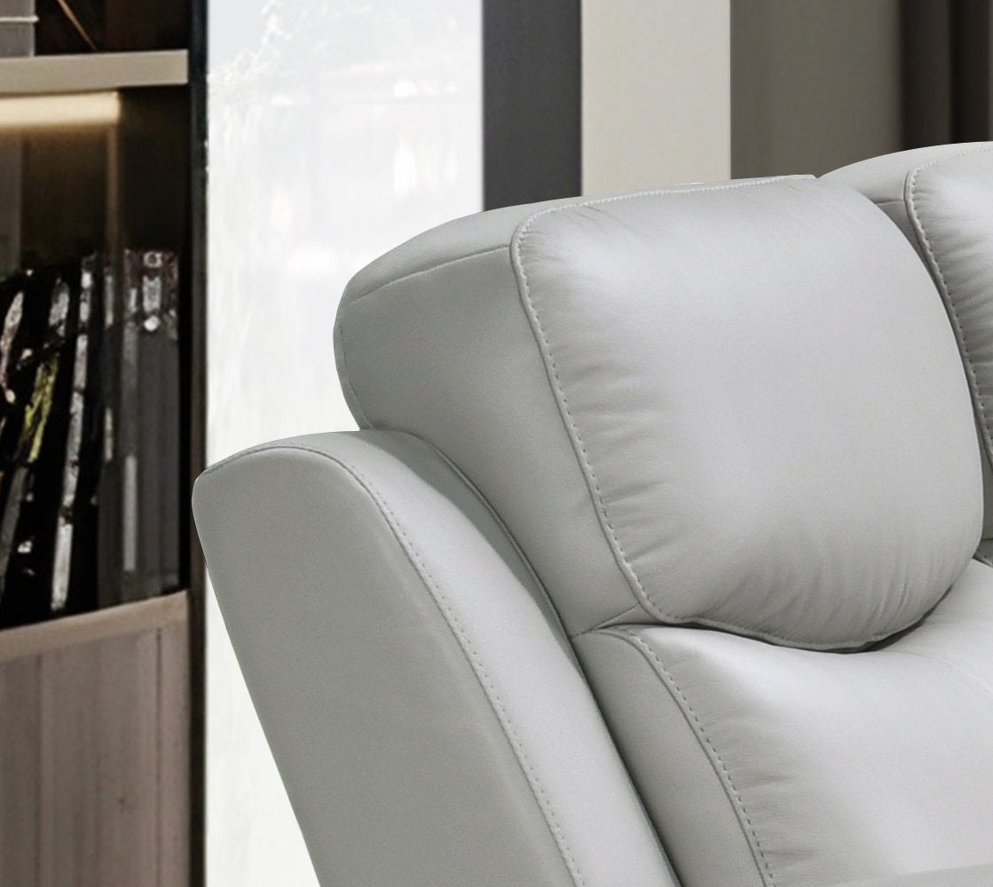 IF-8130 Power Recliner Set, 3pc, Light Grey, Genuine Leather/Match, USB Charging