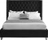 IF-5893 Bed, Black, Velvet Fabric, Tufted Headboard