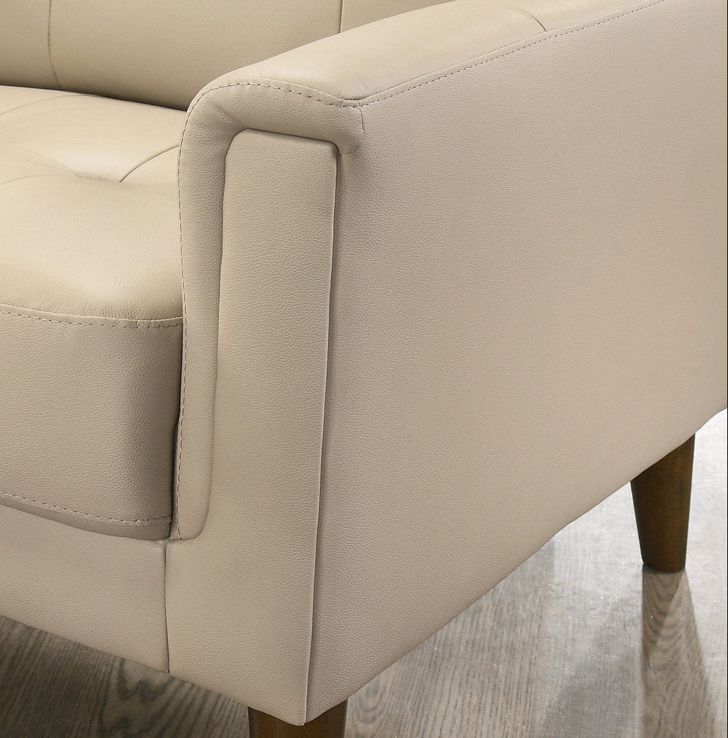 IF-8012 Loveseat, Premium Soft Cream Beige Leather Match, Sleek Modern Design, High End Look