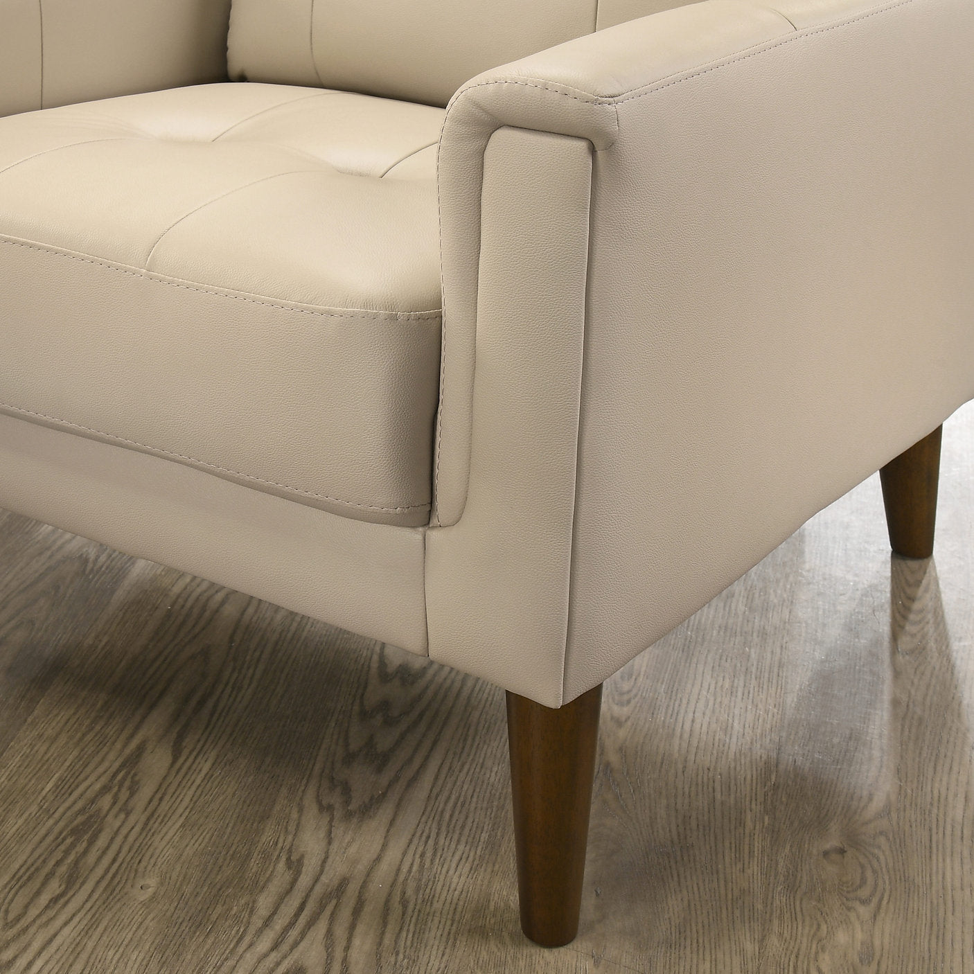 IF-8012 Armchair, Premium Soft Cream Beige Leather Match, Sleek Modern Design, High End Look
