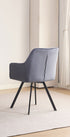 T-1410 | C-1412 Dining Set, 7Pc, Extension Table, 63"-79", Sintered Stone Top, White Marble, Dark Grey Swivel Chairs