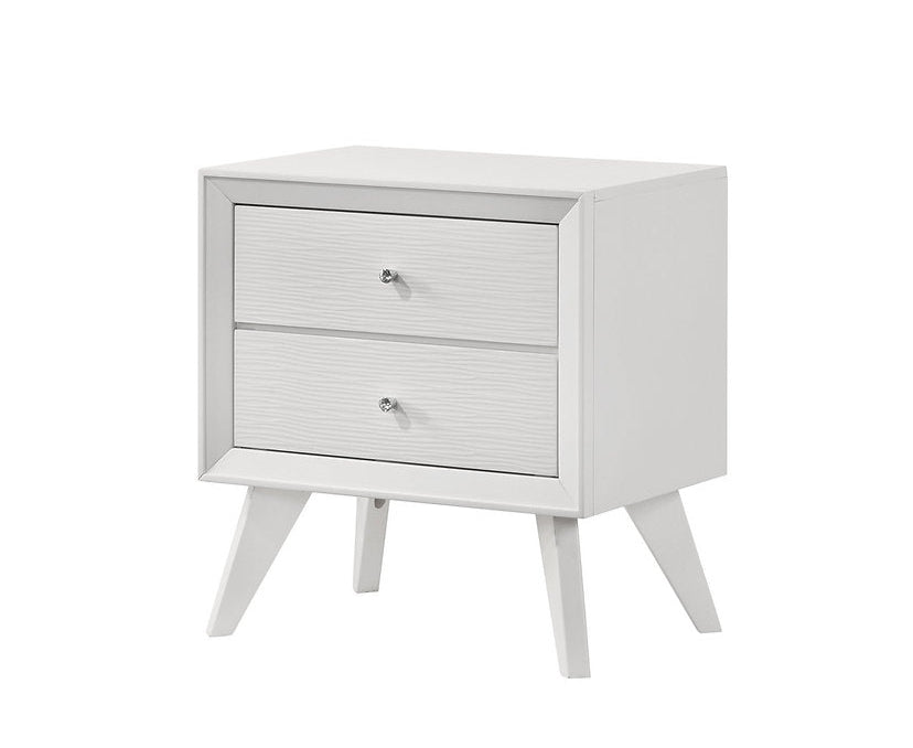 "MIA" Night Table, White, Angled Wooden Legs