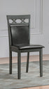 T-1095 | C-1097 Dining Set, 7 Pc, 67" Table + 6 Chairs, Antique Grey, Black Faux Leather Chairs