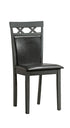 C-1097 Dining Chair, Black Faux Leather Back and Seat, Antique Grey Wooden Frame,