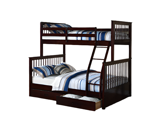 B-122 Bunk Bed, Espresso, Single / Double, Wood