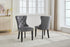 C-1225 Dining Chair, Grey, Velvet, Tufted Front, Nailhead Detail, Espresso Legs (Set of 2)