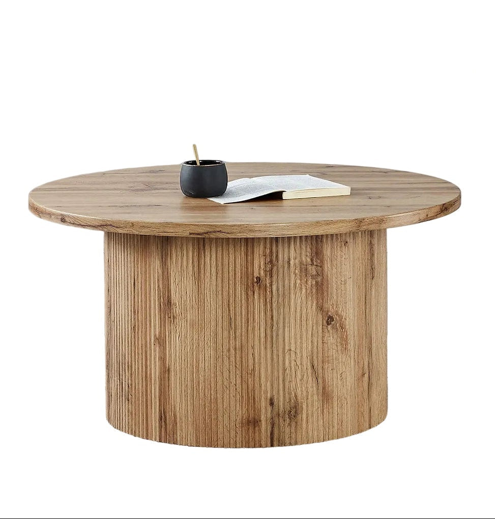 IF-2661 Coffee Table Set, 3Pc, Light Natural Wood Colour, Round Wooden Top