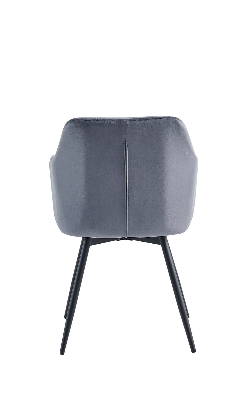 C-1552 Dining Chair, Dark Grey, Velvet, Vertical Channel Stitching, Set of 2