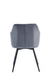 C-1552 Dining Chair, Dark Grey, Velvet, Vertical Channel Stitching, Set of 2