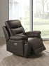 IF-8160 Power Recliner Armchair, Dark Chocolate Brown, Genuine Leather/Match, USB Charging, Hidden Cup Holders
