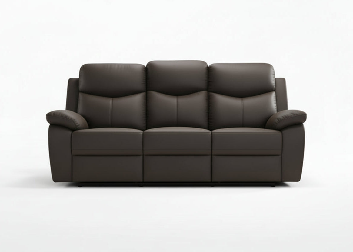 IF-8131 Power Recliner Sofa, Dark Chocolate Brown, Genuine Leather/Match, USB Charging