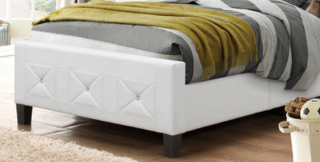 Bed - White Padded Faux Leather with Jewels  IF-178