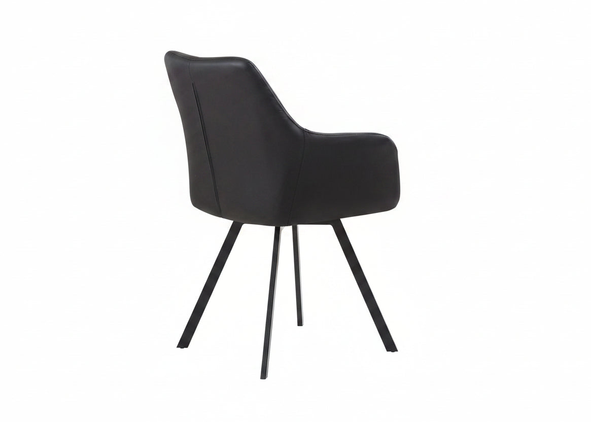 T-1408 | C-1413 Dining Set, 5 Pc, 48" Round Wood Table, Pedestal Design, Hidden Door, Fluted Base, 4 Black Chairs