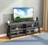 IF-5010 T.V Stand, 71" Wide, Black and Distressed Grey Finish, X-Frame Side Panels