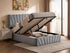 IF-5870 Lift Bed, Silver-Grey Velvet, Enclosed Storage, Elegant Fan-Tufted Headboard and Footboard