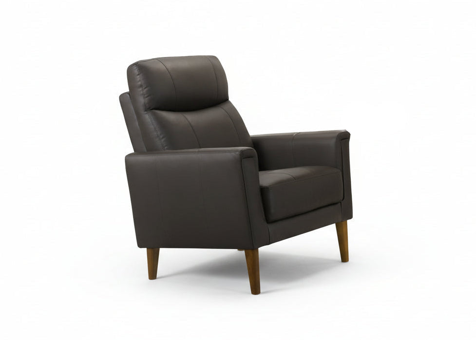 IF-8011 Armchair, Premium Soft Dark Chocolate Leather Match, Sleek Modern Design, High End Look