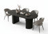 T-1643 | C-1645 Dining Set, 5Pc, Grey Chairs, Black 71" Oval Table, Fluted Base