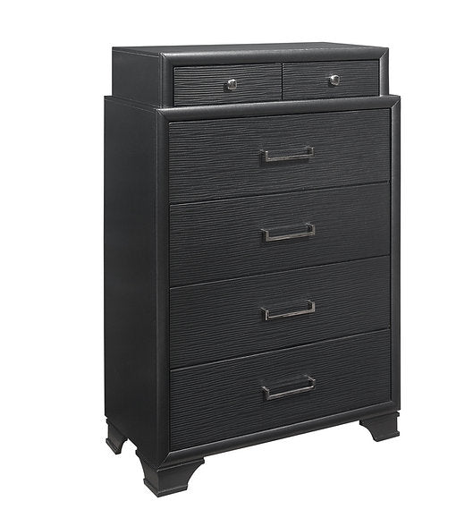 "AVA JORDYN GREY" Deluxe Bedroom Set, Grey Lacquered Finish