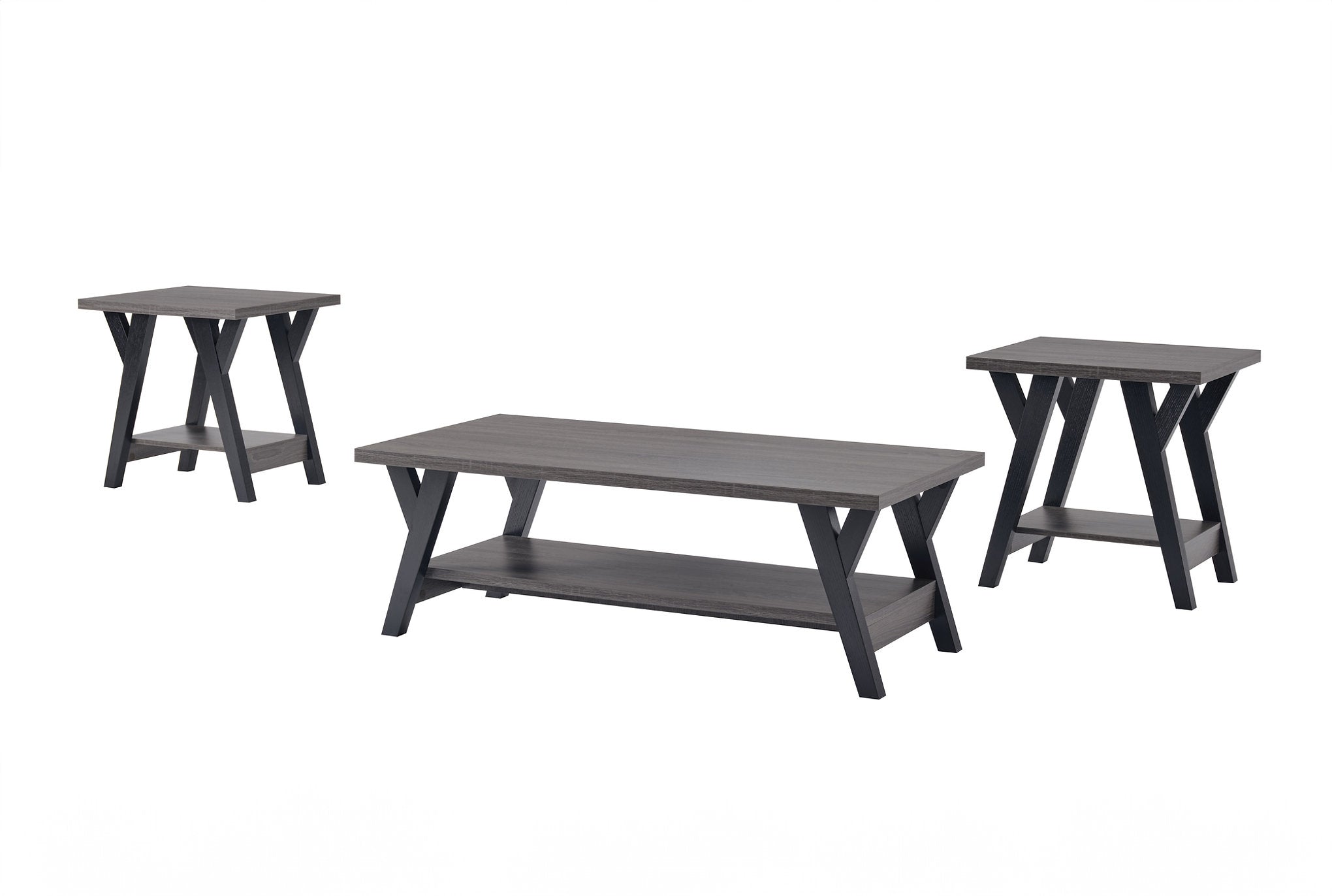 IF-3505 Coffee Table Set, 3Pc, Grey Top, 48" Coffee Table, 22" End Tables, Grey Frame