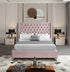 IF-5895 Bed, Pink, Velvet, Nailhead detail, Tufted Headboard