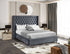 IF-5890 Bed, Grey, Velvet, Tufted Headboard, Chrome Legs, Nailhead Detail