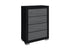 "EMMA" Deluxe Bedroom Set, 6Pc, Black Grey, LED Lighting, USB Charging, Built in Bench